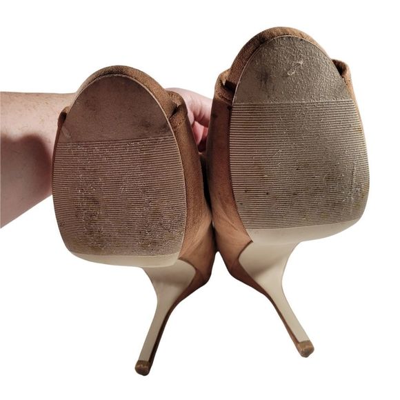 Madden Girl Tan Peep Toe Stiletto Ankle Boots with Tassels - Picture 10 of 15